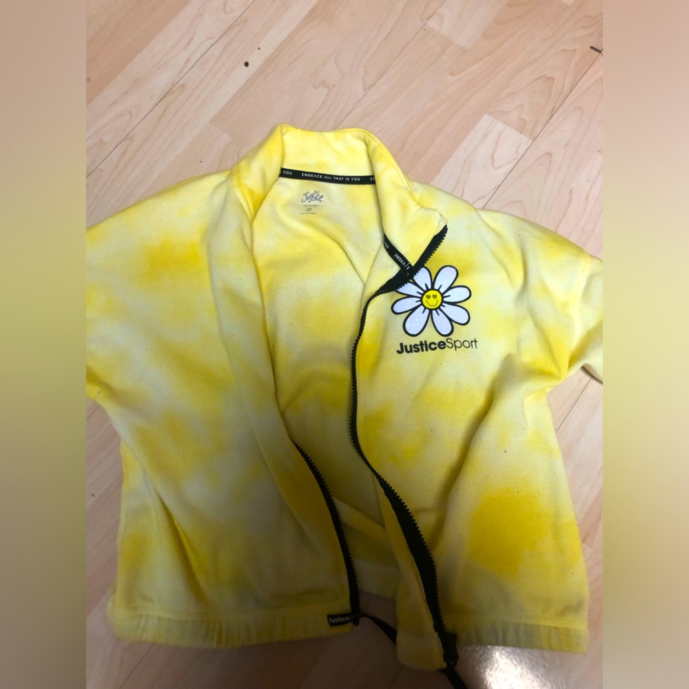 Justice yellow zip up sweatshirt
